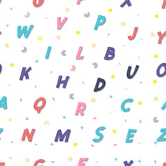 Fototapeta na wymiar Seamless pattern - the Latin alphabet. Children's colorful style, cute letters.