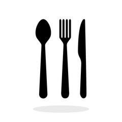 Spoon, fork and knife vector icon