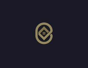 letter B home logo design template