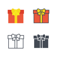 Present party vector icon flat silhouette colored line