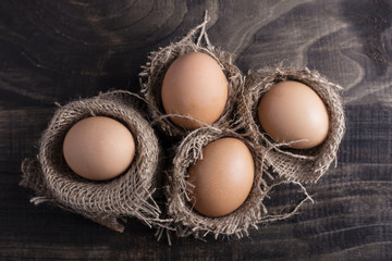 Raw brown eggs