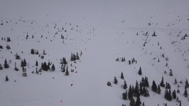 ski resort Jasna Slovakia mountain aerial drone top view 4K