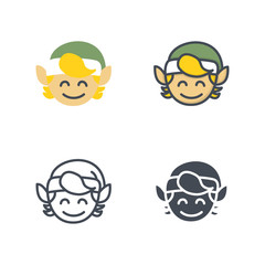 Santa helper christmas vector icon flat colored silhouette line