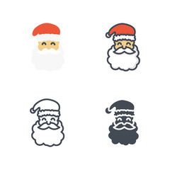 Santa christmas vector icon flat colored silhouette line