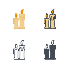 Candle christmas vector icon flat colored silhouette line