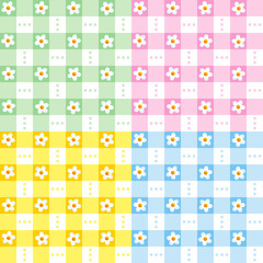 Seamless pale or soft pastel colors green, pink, yellow and blue floral pattern with tiny white flowers

