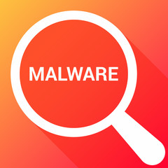 Privacy Concept: Magnifying Optical Glass With Words Malware