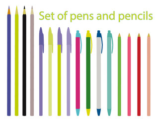 Set of pens and pencils