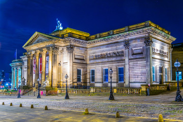Night view of the Walker art gallery in Liverpool, England