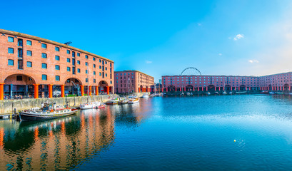 Albert dock in Liverpool during a sunny day, England