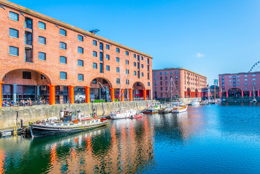 Albert dock in Liverpool during a sunny day, England