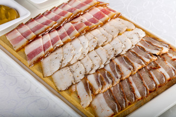 Plate with pork fat