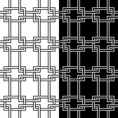 Black and white geometric ornaments. Set of seamless patterns