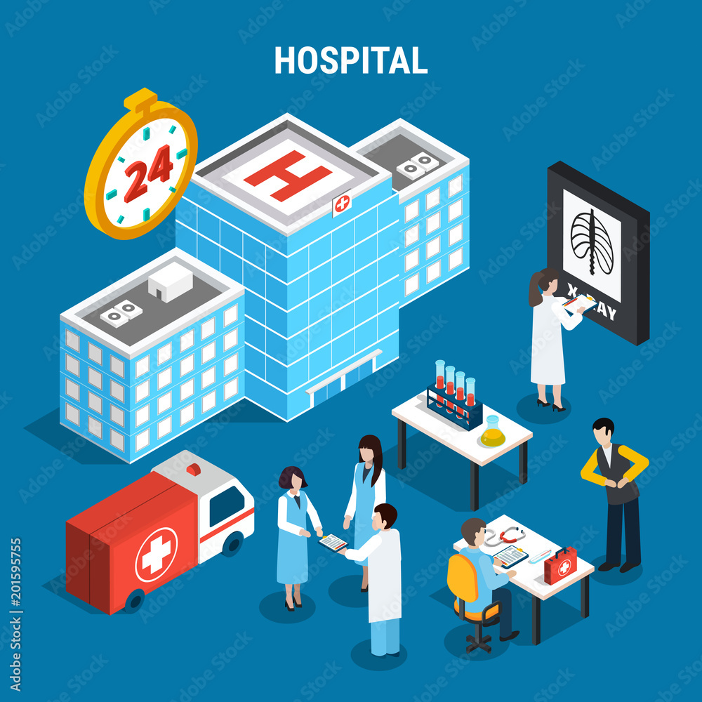 Wall mural Medical Isometric Set