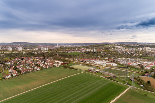 Luftbild mit Blick &uuml;ber die Felder nach Zazenhausen