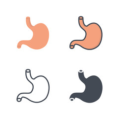 Stomach human organs medicine medical flat colored silhouette line icon vector