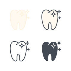 Clean teeth dental medicine medical flat colored silhouette line icon vector