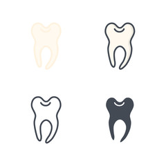 Teeth dental medicine medical flat colored silhouette line icon vector