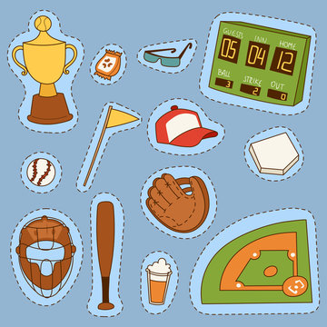 Baseball sport competition game team symbol softball play cartoon icons design sporting equipment vector illustration
