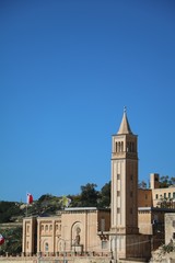 Fototapeta na wymiar View to St. Anne´s Parish Church in Marsaskala at the Mediterranean Sea, Malta