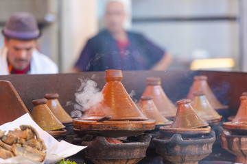 Ceramic pot for Tagine street food in Morocco