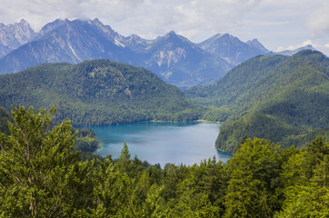 Naklejka na ściany i meble Alpine lake. Landscape of a beautiful lake in the Alps, Bavaria, Germany 