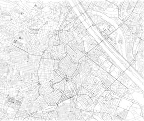 Fototapeta na wymiar Mappa di Vienna, cartina della città, Austria. Strade della capitale, vista satellitare