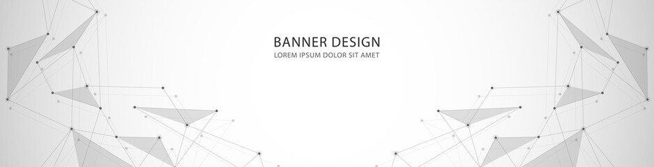 Vector banner design, network connection with lines and dots