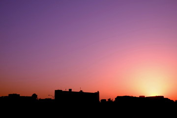 Obraz premium マジックアワーと街並み