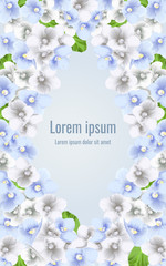 Greeting card with violets flowers Modern floral art in watercolor style for sales, 8 March, wedding, Valentine's Day, Mother's Day. Floral design for natural cosmetics, perfume, women products.