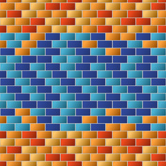 Colorful brick wall texture for background. Seamless pattern.