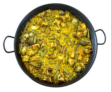 Paella con fondo blanco