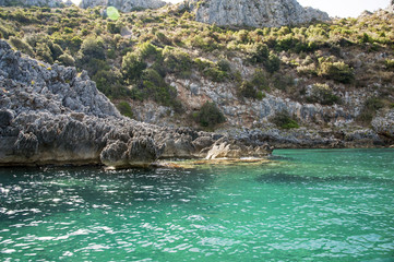 Turquoise and limpid seawater along the Marina di Camerota coastline, Cilento, Italy