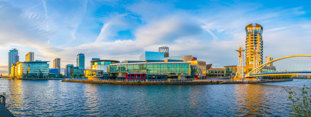 View of the Lowry theater and the mediacity UK in Manchester, England © dudlajzov