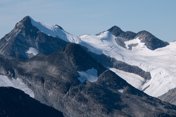 Mountain peaks and glacier