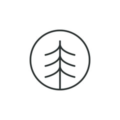Black and white conifer icon in the round frame