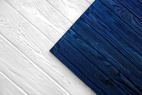 Wooden background texture blue white old vintage aged flat lay
