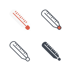 Thermometer medical icon vector flat silhouette colored line