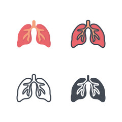 Lungs medical icon vector flat silhouette colored line