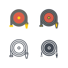 Water hose Firefight service job icon vector flat silhouette line colored