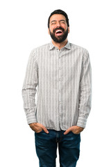 Handsome man with beard laughing