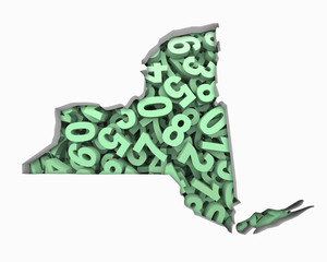 New York NY Map Numbers Math Figures Economy 3d Illustration