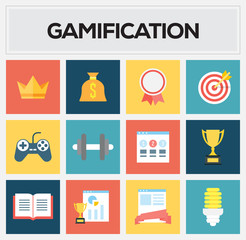 Gamification Flat Icon Set