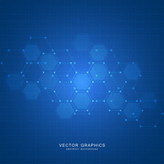 Technology background with hexagons. Molecular structure and chemical compounds.
