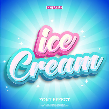 Ice Cream Text Logo & Tittle design With Clean Blue Background