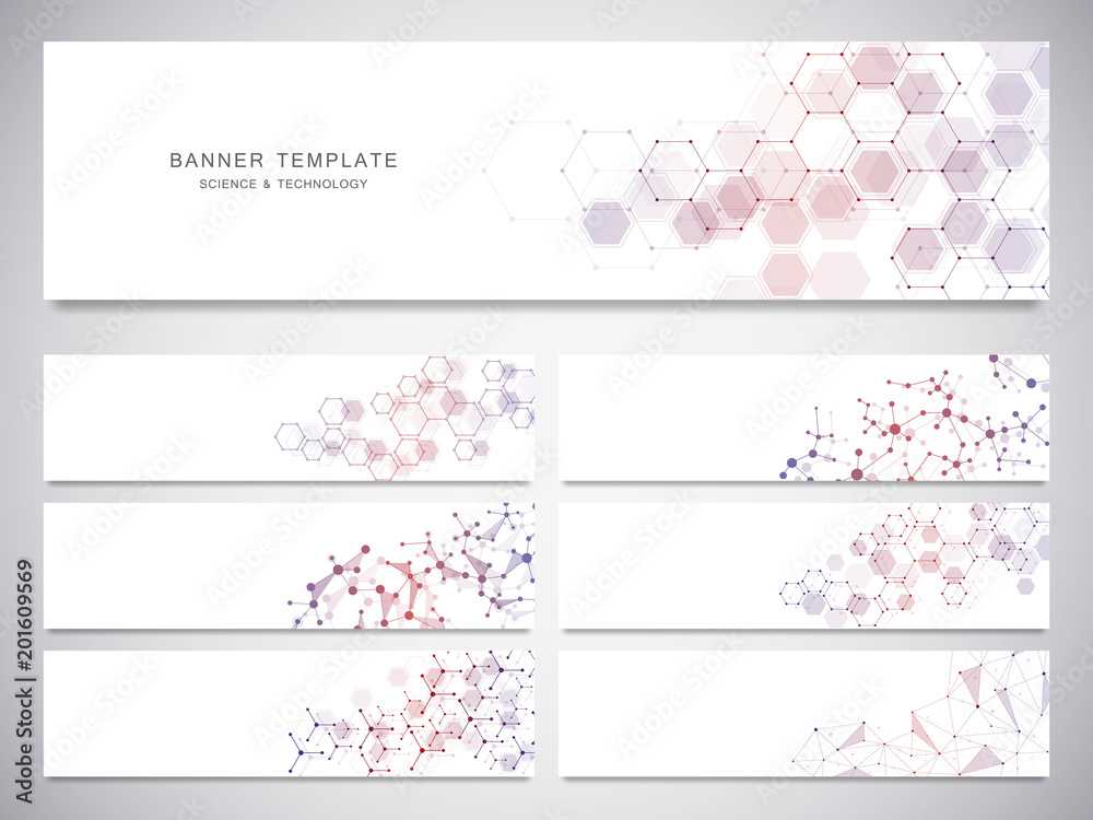 Canvas Prints big set of science and technology banners. molecular and chemical structure.