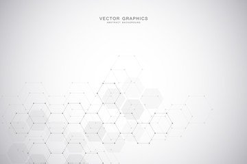 Medical background or science vector design. Molecular structure and chemical compounds. Geometric and polygonal abstract background.