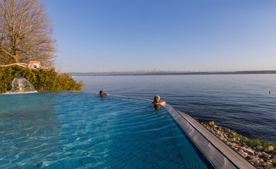 Vie from the pool at Lake Constance © murmakova