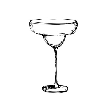 Hand drawn margarita glass. Sketch, vector illustration.
