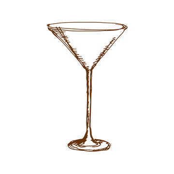 Hand drawn martini glass. Sketch, vector illustration.
